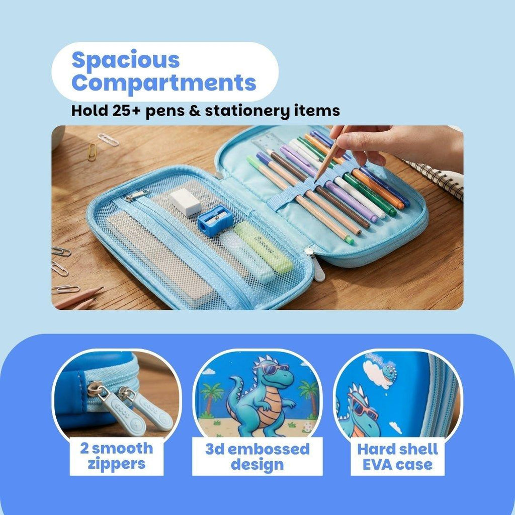 Famyo Rexy Dino Hard Shell Pencil Box, 3 Compartments