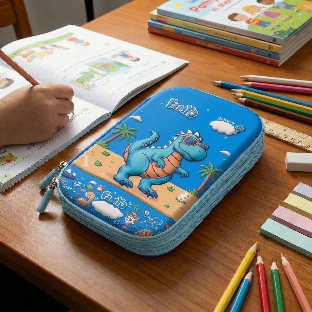 Famyo Rexy Dino Hard Shell Pencil Box, 3 Compartments