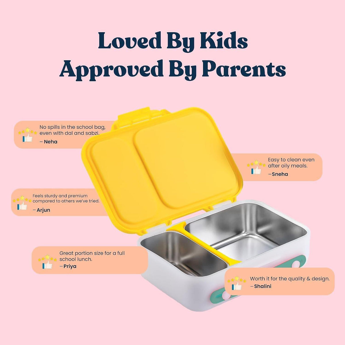 Rabitat Munchbee Pro 4-Compartment Steel Lunch Box, 850ml